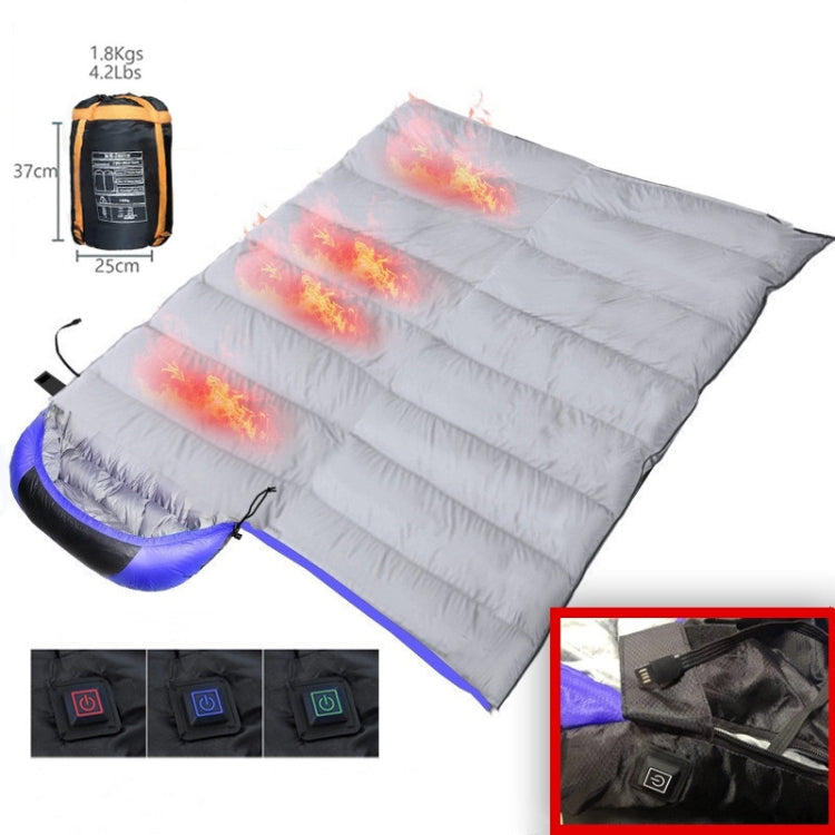Rynx | USB Electric Heating Down Cotton Sleeping Bag 3-speed Temperature Adjustment (180+30)x75cm(Orange)