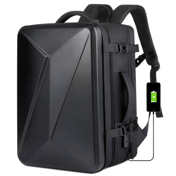 Rynx | Large volume waterproof expandable hard shell backpack with USB charging port (162 Black)