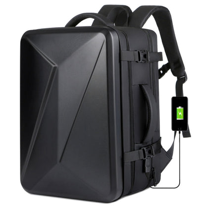Rynx | Large volume waterproof expandable hard shell backpack with USB charging port (162 Black)
