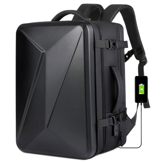 Rynx | Large volume waterproof expandable hard shell backpack with USB charging port (162 Black)