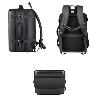 Rynx | Large volume waterproof expandable hard shell backpack with USB charging port (162 Black)