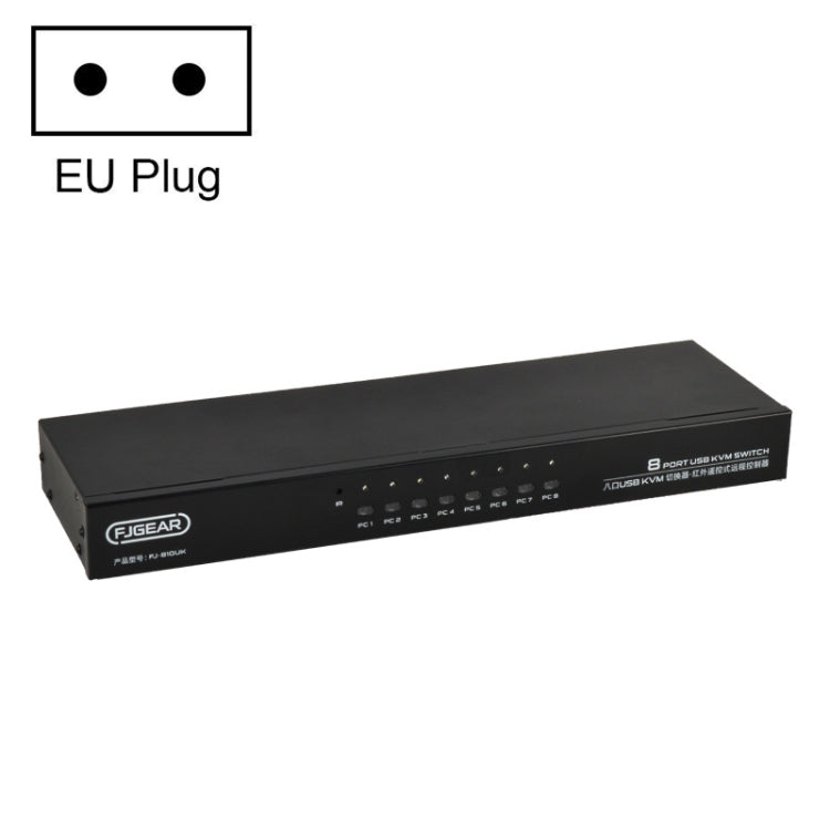 Rynx | FJGEAR FJ-810UK 8 In 1 Out Computer Host VGA To KVM Switch With Desktop Switch, EU Plug (Black)