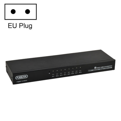 Rynx | FJGEAR FJ-810UK 8 In 1 Out Computer Host VGA To KVM Switch With Desktop Switch, EU Plug (Black)
