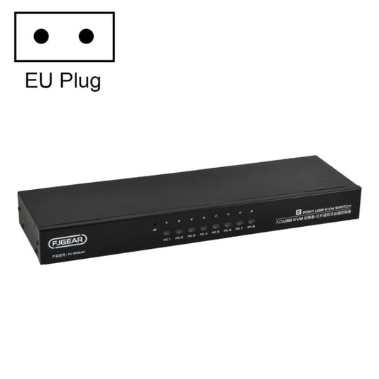 Rynx | FJGEAR FJ-810UK 8 In 1 Out Computer Host VGA To KVM Switch With Desktop Switch, EU Plug (Black)