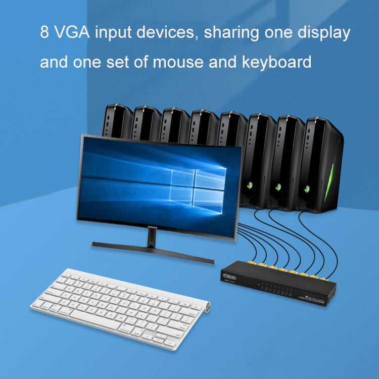 Rynx | FJGEAR FJ-810UK 8 In 1 Out Computer Host VGA To KVM Switch With Desktop Switch, EU Plug (Black)