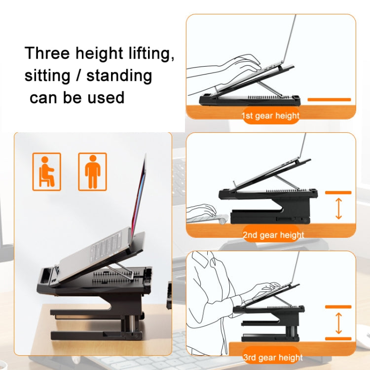 Rynx | Double Layer Folding Laptop Stand Aluminum Computer Height Adjustable Frame (Black)