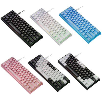 Rynx | LEAVEN K620 61 Keys Hot Plug-in Glowing Game Wireless Mechanical Keyboard, Cable Length: 1.8 m, Color: Black White Green Shaft