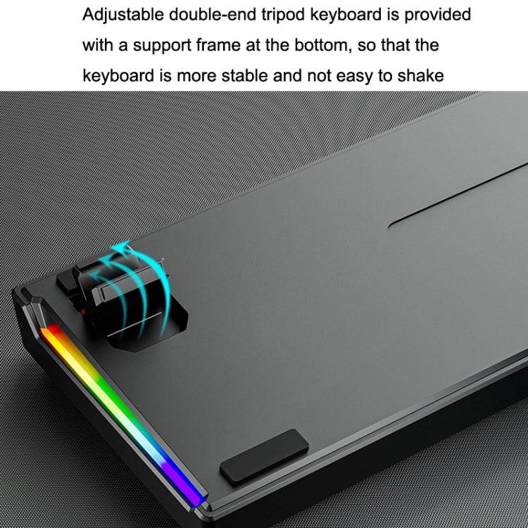 Rynx | LEAVEN K620 61 Keys Hot Plug-in Glowing Game Wireless Mechanical Keyboard, Cable Length: 1.8 m, Color: Black White Green Shaft