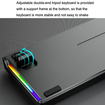 Rynx | LEAVEN K620 61 Keys Hot Plug-in Glowing Game Wireless Mechanical Keyboard, Cable Length: 1.8 m, Color: Black White Green Shaft