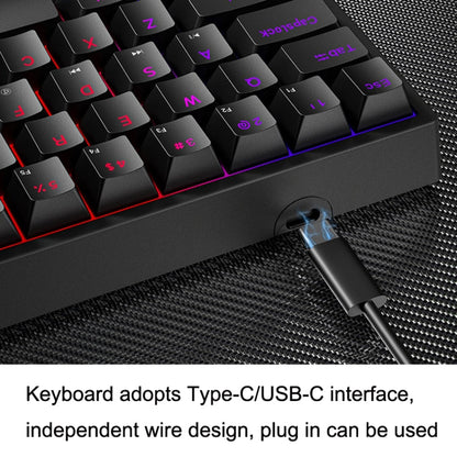 Rynx | LEAVEN K620 61 Keys Hot Plug-in Glowing Game Wireless Mechanical Keyboard, Cable Length: 1.8 m, Color: Black White Green Shaft