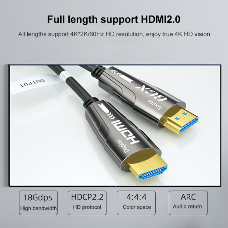 Rynx | HDMI 2.0 Plug to HDMI 2.0 Plug 4K HD Active Optical Cable, Cable Length: 60m