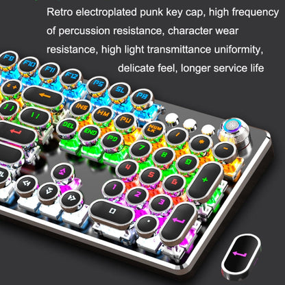 Rynx | K820 104 Keys Retro Punk Platinum Button Illuminated Wired Green Shaft Keyboard, Cable Length: 1.6 m, Style: White Light (Blue)