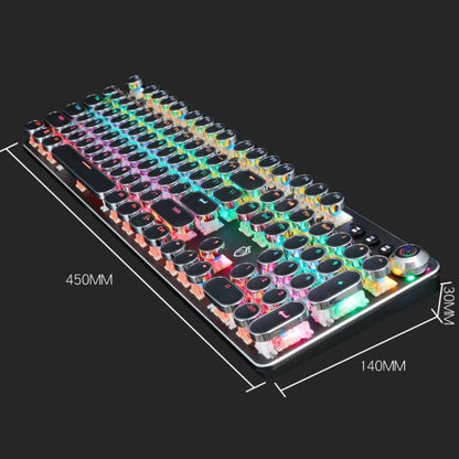 Rynx | K820 104 Keys Retro Punk Plating Button Illuminated Wired Green Shaft Keyboard, Cable Length: 1.6m, Style: Square (Black)