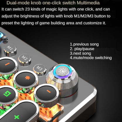 Rynx | K820 104 Keys Retro Punk Plating Button Illuminated Wired Green Shaft Keyboard, Cable Length: 1.6m, Style: Square (Black)