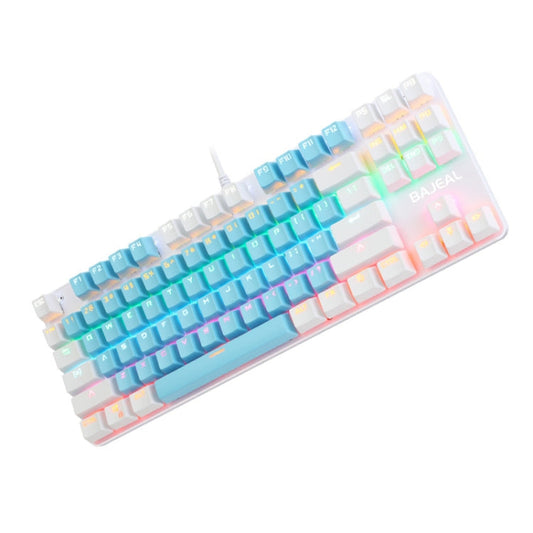 Rynx | BAJEAL K100 87 Keys Green Shaft Wired Mechanical Keyboard, Cable length: 1.6m (Blue White)