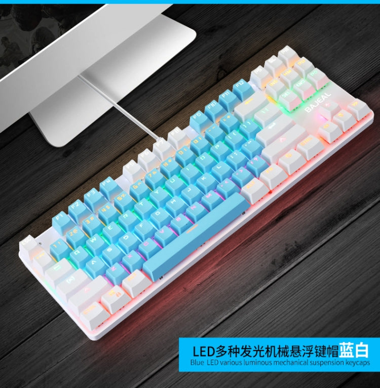 Rynx | BAJEAL K100 87 Keys Green Shaft Wired Mechanical Keyboard, Cable length: 1.6m (Blue White)