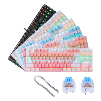 Rynx | BAJEAL K100 87 Keys Green Shaft Wired Mechanical Keyboard, Cable length: 1.6m (White Pink)