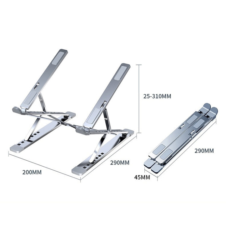 Rynx | N8 Double Layer Foldable Lift Aluminum Alloy Laptop Heat Dissipation Stand, Color: Gray