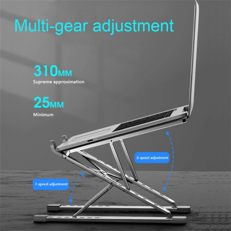 Rynx | N8 Double Layer Foldable Lift Aluminum Alloy Laptop Heat Dissipation Stand, Color: Gray