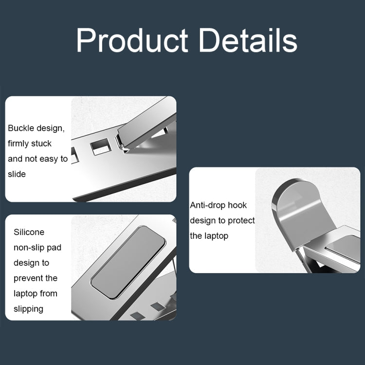 Rynx | N8 Double Layer Foldable Lift Aluminum Alloy Laptop Heat Dissipation Stand, Color: Gray