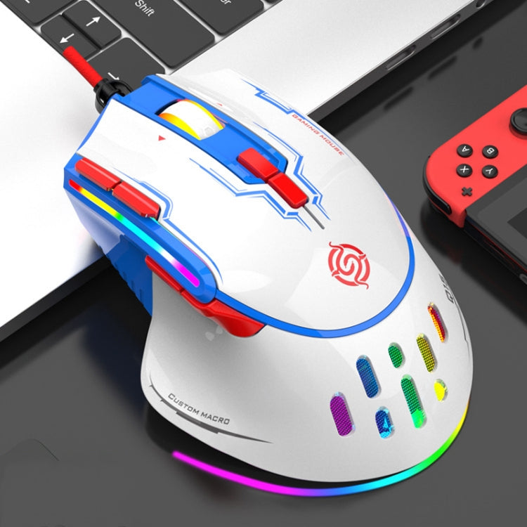 Rynx | K-Snake Q15 9 Keys RGB Light Effect Wired Mechanical Mouse, Cable Length: 1.5 m (White)
