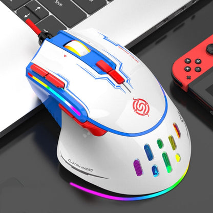 Rynx | K-Snake Q15 9 Keys RGB Light Effect Wired Mechanical Mouse, Cable Length: 1.5 m (White)