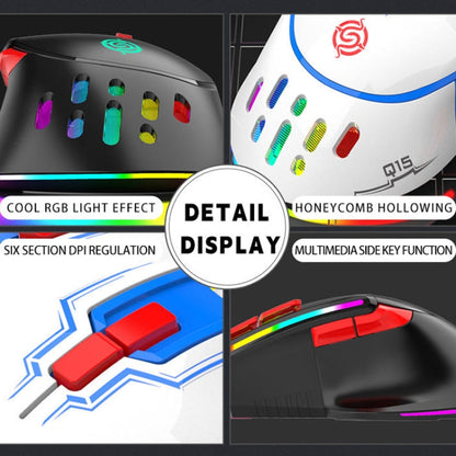 Rynx | K-Snake Q15 9 Keys RGB Light Effect Wired Mechanical Mouse, Cable Length: 1.5 m (White)