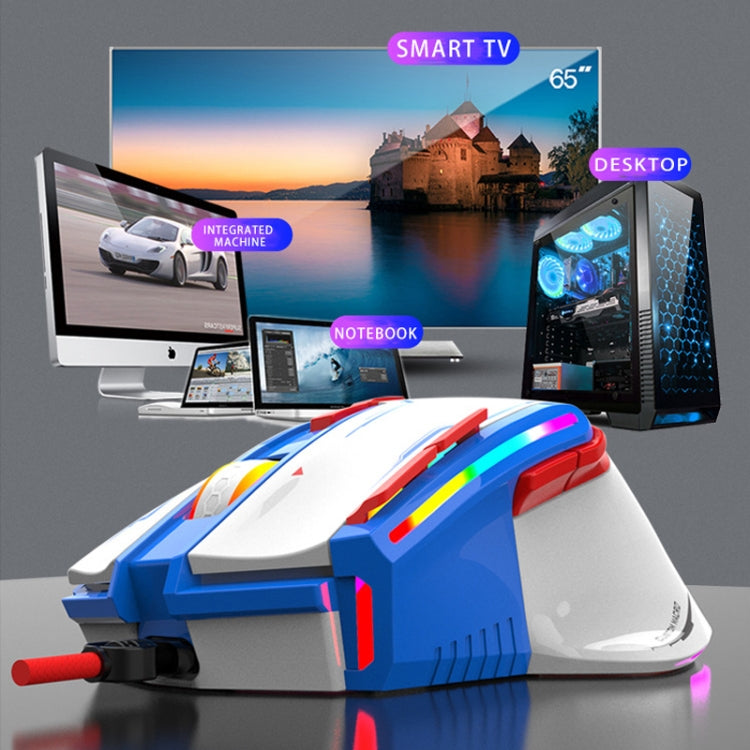 Rynx | K-Snake Q15 9 Keys RGB Light Effect Wired Mechanical Mouse, Cable Length: 1.5 m (White)