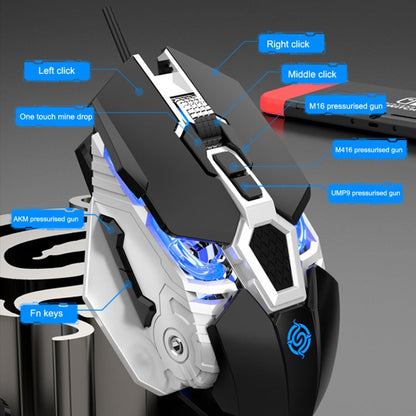Rynx | K-Snake Q18 9 Keys 6400DPI Illuminated Machine Wired Gaming Mouse, Cable Length: 1.5m (Black)