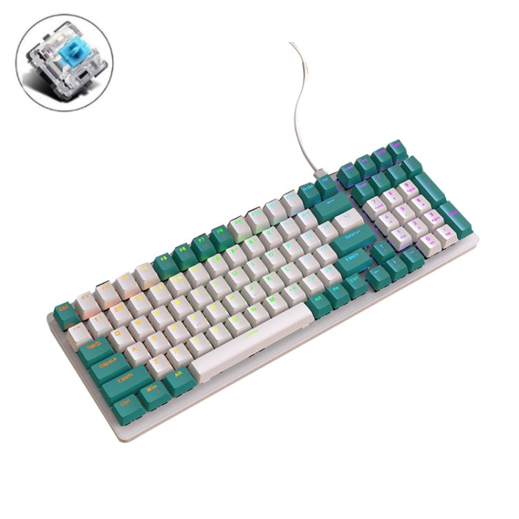 Rynx | ZIYOU LANG K3 100 Keys Gaming Illuminated Wired Mechanical Keyboard, Cable Length: 1.5 m, Style: Water Green Hot Plug Version Green Switch