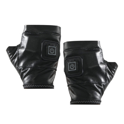 Rynx | 1 Pair Adjustable Temperature Rechargeable Intelligent Electric Heating Gloves Half Finger Gloves, Size: M(Black)