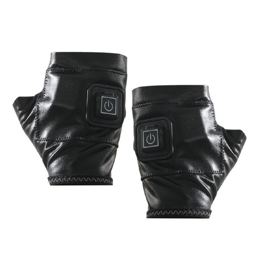 Rynx | 1 Pair Adjustable Temperature Rechargeable Intelligent Electric Heating Gloves Half Finger Gloves, Size: M(Black)