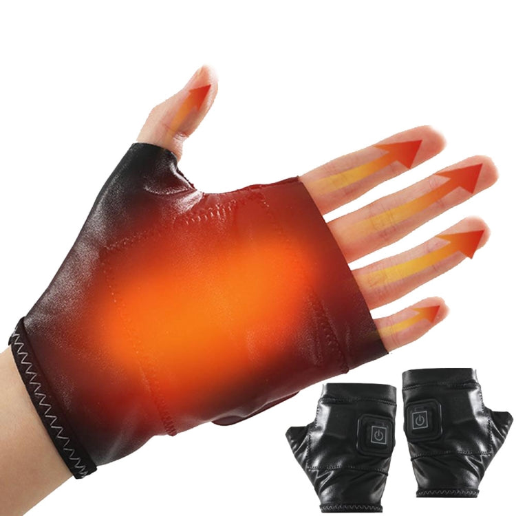 Rynx | 1 Pair Adjustable Temperature Rechargeable Intelligent Electric Heating Gloves Half Finger Gloves, Size: M(Black)