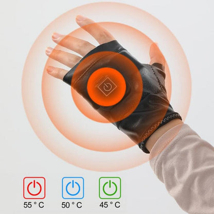 Rynx | 1 Pair Adjustable Temperature Rechargeable Intelligent Electric Heating Gloves Half Finger Gloves, Size: M(Black)