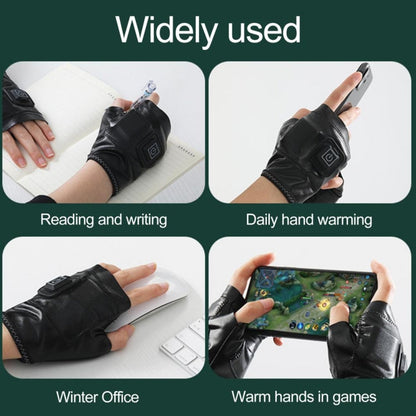 Rynx | 1 Pair Adjustable Temperature Rechargeable Intelligent Electric Heating Gloves Half Finger Gloves, Size: M(Black)