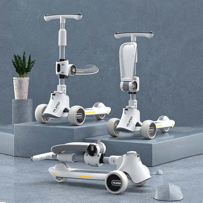 Rynx | MIJIAQI 01 3 In 1 Multifunctional Foldable Children Scooter with Music and Lights, Spec: Gray Seat