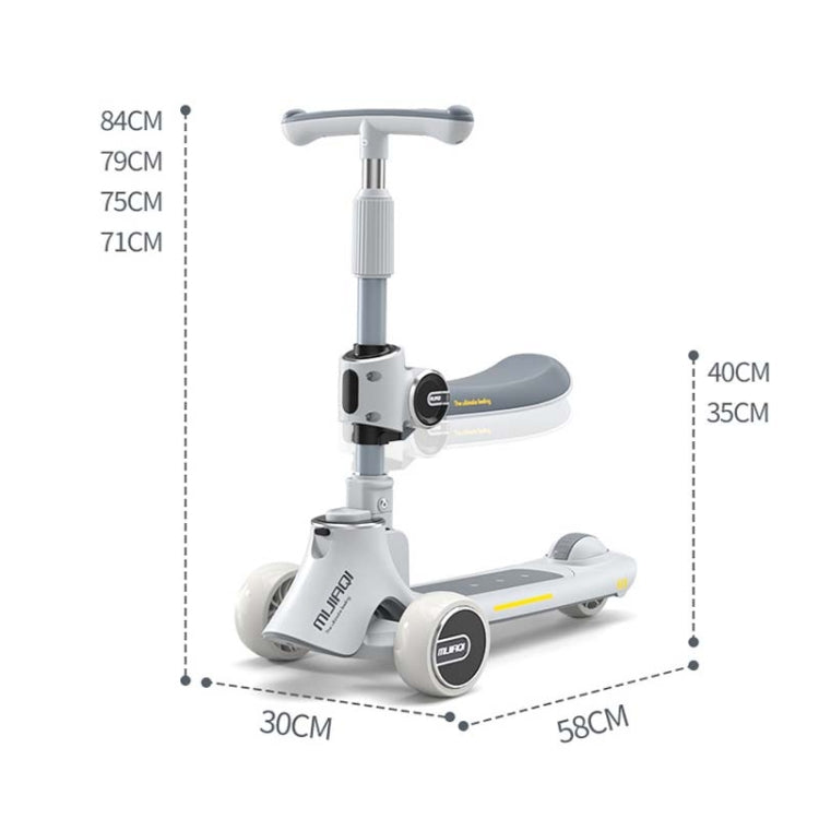 Rynx | MIJIAQI 01 3 In 1 Multifunctional Foldable Children Scooter with Music and Lights, Spec: Gray Seat
