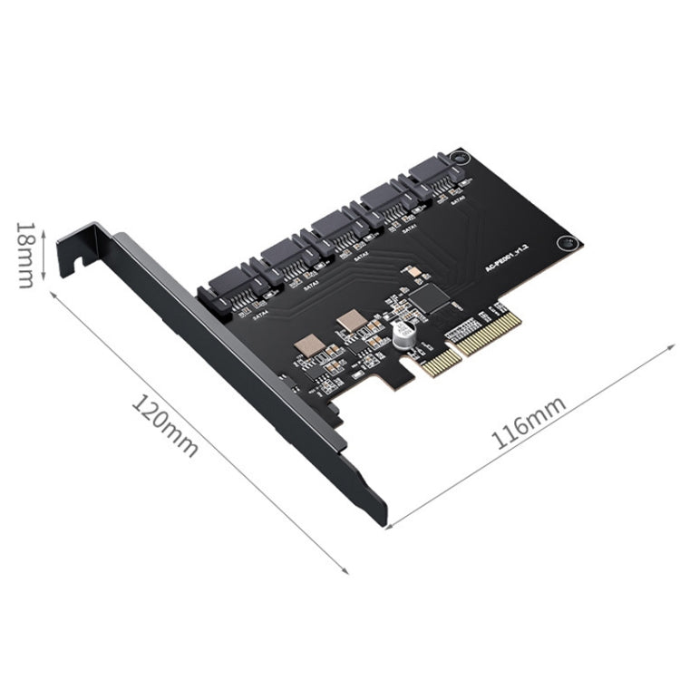 Rynx | PCIE X1 to 10 Ports SATA3.0 Rotary Card Computer Desktop Solid State Hard Drive