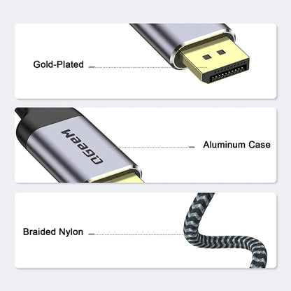 Rynx | QGeeM QG-UA13 Type-C to DP 4K 60Hz Nylon Braided Adapter Cable, Length: 1.8 m