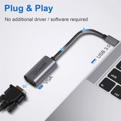 Rynx | QGeeM QG-UA07-A USB 3.0 to VGA High Speed Multi-Display Video Converter (Silver Gray)