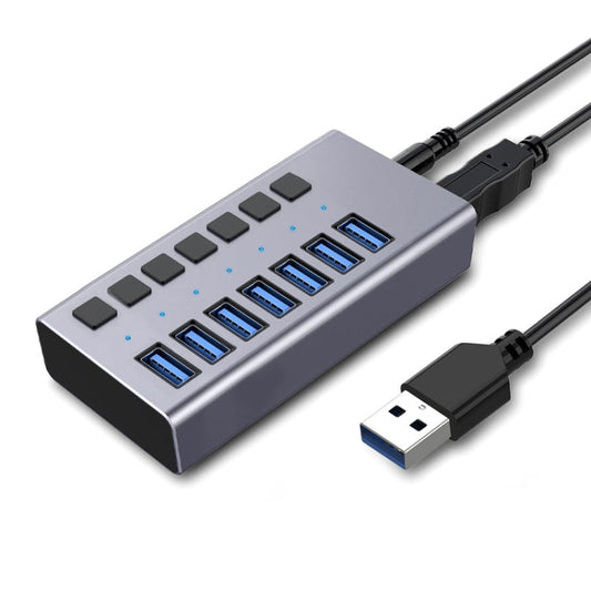 Rynx | HS-716MG USB3.0 Aluminum Alloy Gray 7 Ports 12V/2A Expansion Docking Computer Camera HUB