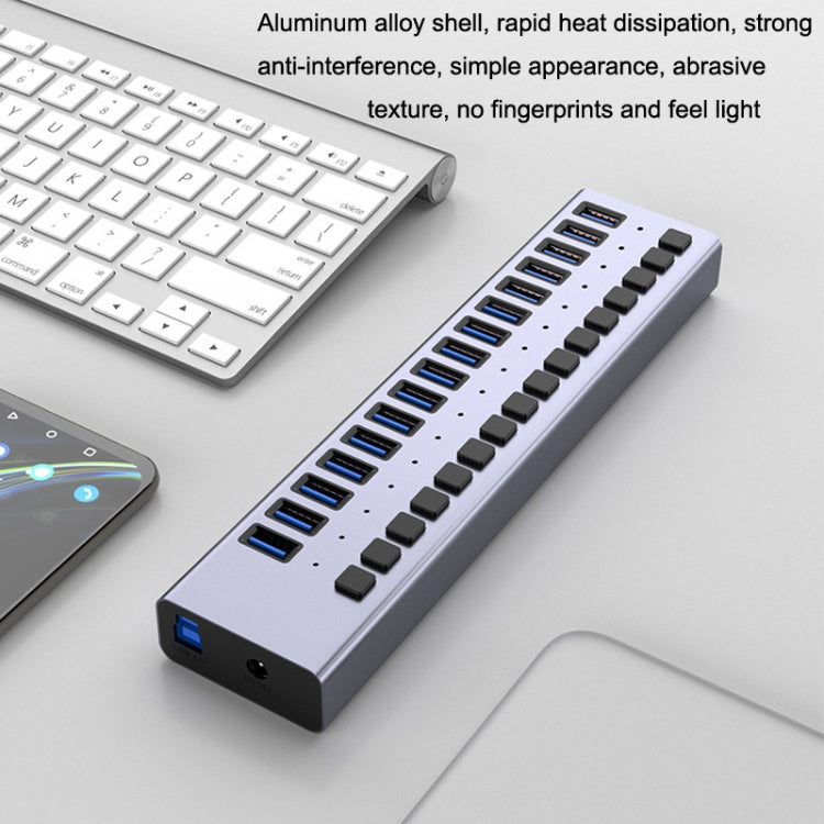 Rynx | HS-716MG USB3.0 Aluminum Alloy Gray 7 Ports 12V/2A Expansion Docking Computer Camera HUB
