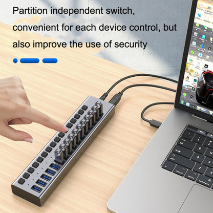 Rynx | HS-716MG USB3.0 Aluminum Alloy Gray 7 Ports 12V/2A Expansion Docking Computer Camera HUB