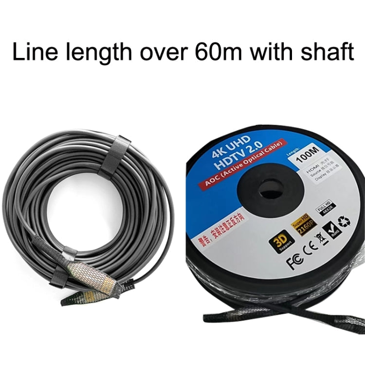 Rynx | 2.0 Version HDMI Fiber Optic Cable 4K Ultra High Clear Cable Monitor Connection Cable, Length: 80m with Axis (White)