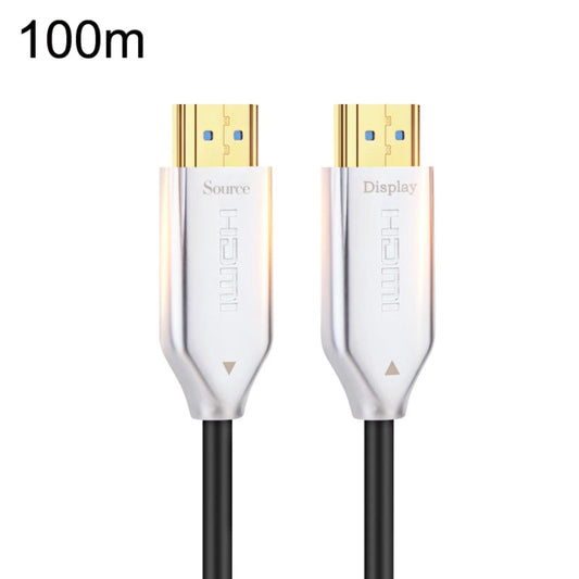 Rynx | 2.0 Version HDMI Fiber Optic 4K Ultra High Clear Line Monitor Connection Cable, Length: 100m with Sleeve (White)
