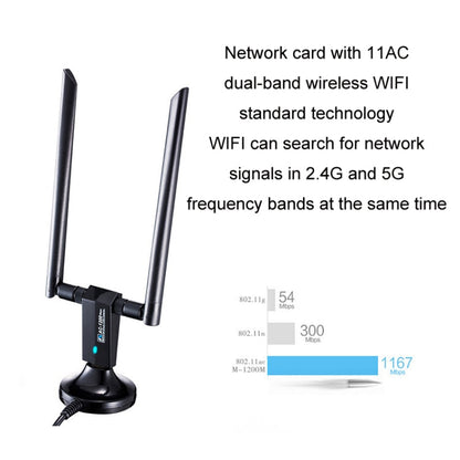 Rynx | 1200m Wireless Network Card 802.11AC USB3.0 Dual Frequency 2.4G/5.8G WiFi Receiver