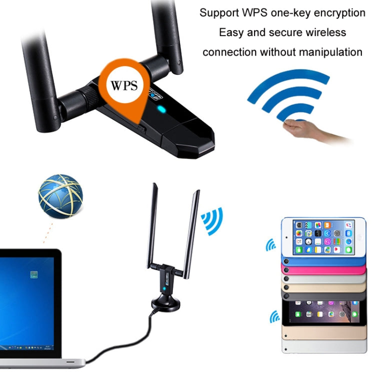 Rynx | 1200m Wireless Network Card 802.11AC USB3.0 Dual Frequency 2.4G/5.8G WiFi Receiver