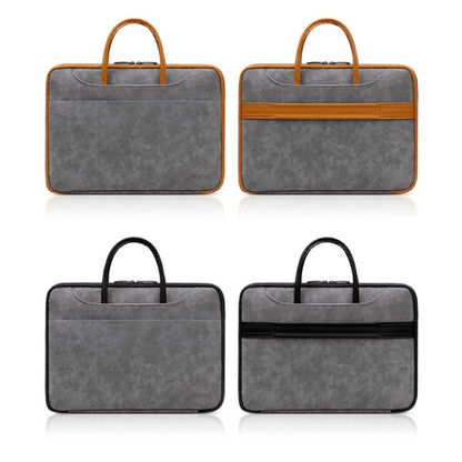 Rynx | Baona Leather Fully Open Portable Waterproof Laptop Bag, Size: 15/15.6/16 Inches (Gray Brown)