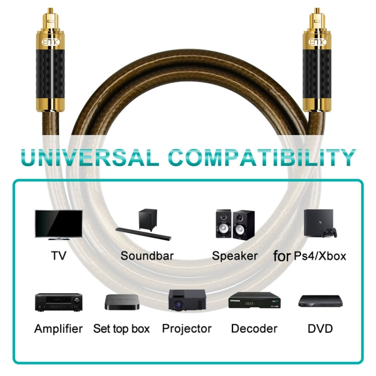 Rynx | EMK GM/A8.0 Digital Optical Fiber Audio Cable Amplifier Audio Gold Plated Fever Line, Length: 8m (Transparent Coffee)