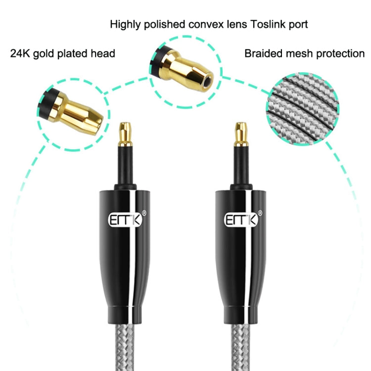 Rynx | EMK QH4.0 Mini Toslink 3.5mm Interface SPDIF Audio Optical Fiber, Length: 8m (Black)